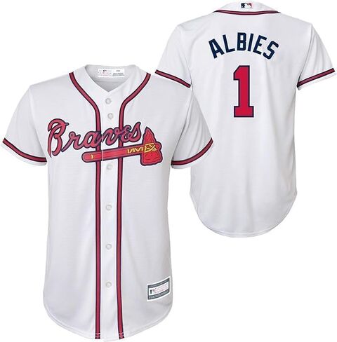 Outerstuff Ozzie Albies Atlanta Braves MLB Kids Youth 8-20 قميص لاعب منزلي أبيض in Saudi Arabia