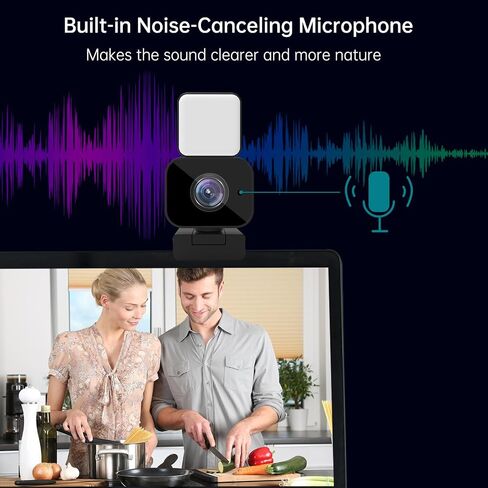 USB Webcam for PC Laptop with Microphone and Light, Full HD 1080P Web Cam, 120° Wide Angle View Camera, Automatic Low Light Correction, for Streaming Video Calls Conference in Saudi Arabia