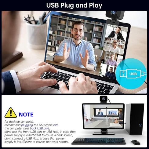 USB Webcam for PC Laptop with Microphone and Light, Full HD 1080P Web Cam, 120° Wide Angle View Camera, Automatic Low Light Correction, for Streaming Video Calls Conference in Saudi Arabia