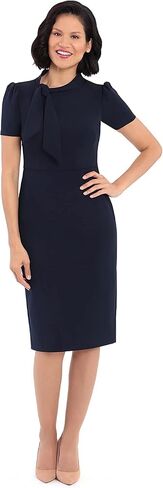Maggy London Women's Midi Short Sleeve Sheath with Neck Tie Career Office Work Wear in Kuwait