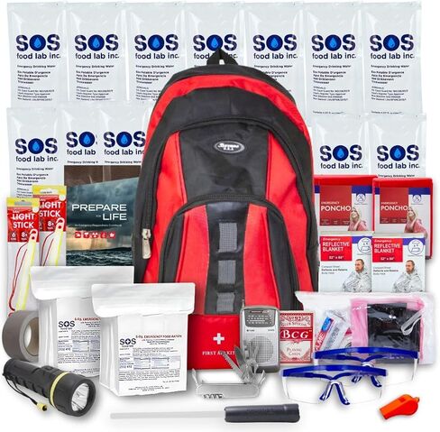 Essentials Complete Deluxe Survival Kit 2 & 4 Person | Bug-Out-Bag | Emergency Go Bag Kit for Wildfires, Hurricanes, and Other Natural Disasters in Saudi Arabia