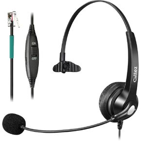Callez RJ9 Phone Headset for Office Phones Wired Telephone Headset with Microphone Noise Cancelling Compatible with Polycom VVX411 VVX311 VVX410 Avaya 1416 1408 Plantronics S12 Mitel 6920 NEC Aastra