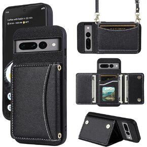 Phone Case for Google Pixel 7 Pro 5G Wallet Cover with Crossbody Shoulder Strap and Leather Credit Card Holder Pocket Slim Cell Accessories Pixel7Pro Pixel7 XL Seven 7Pro 6.7 Girls White