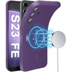Slim Case for Samsung Galaxy S23 FE 5G, [Camera Lens Protector][Mag-Safe] Thin Metal Matte Silicone Soft Rubber S23 FE Phone Case, Magnetic Wireless Charging Cover for Samsung S23 FE (Green) in Kuwait