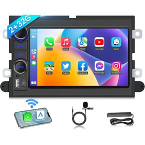 Android 12 Car Stereo for Ford F-150/F-250/F-350 (2004-2014) – 7" IPS Touchscreen, 2GB RAM + 32GB ROM, Wireless CarPlay & Android Auto, GPS, WiFi, Bluetooth, EQ/DSP/SWC Support Manual AC