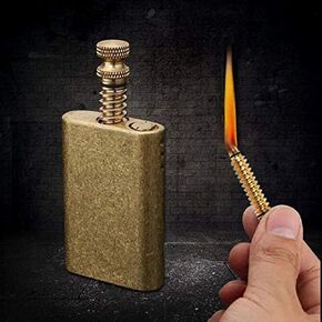 Morisk Vintage Lighter Permanent Match, Cool Pipe Lighter Fluid Refillable, Brass Trench Lighters, Creative Auto Fire Starter, EDC Reusable Infinite Matches, Unique Birthday Gift for Men Dad Husband