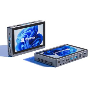 HEIGAOLA Mini PC Win 11 PRO Celeron N5095 Cooling Fan Mini Computer 16GB DDR4 256GB EMMC 4K60Hz Display Mini PC with Screen Gigabit Ethernet Desktop Computer