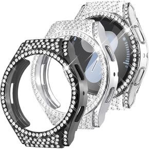 Surace Soft TPU Case Compatible with Samsung Galaxy Watch 7 Case with Screen Protector, Bling Crystal Diamond Protective Bumper Face Cover for Galaxy Watch 7 40mm, 5 Packs
