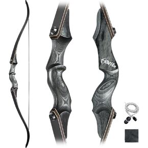 Original Black Hunter Takedown Recurve Bow 60inch with Bamboo Core Limbs Archery Hunting Target Practice