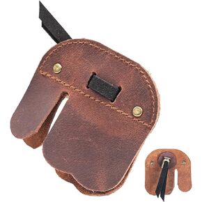 Archery Finger Tab-Cow Leather Fingers Protector for Recurve Bows Hunting Finger Protector Brown