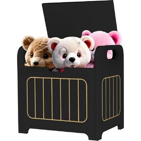 Storage Box Small Cube Toy Storage Organizer Black,Wooden Entryway Storage Bin For Home Books Clothes Toy,Small Square Nightstand For Living Room,Playroom,Bedroom