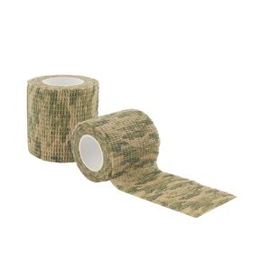 BOROLA Self-Adhesive Protective Camouflage Tape Cling Scope Wrap Camo Stretch Bandage for Camping,Flashlights,Bicycle,Range Finder Camera etc.（2Pcs, Woodland Camo