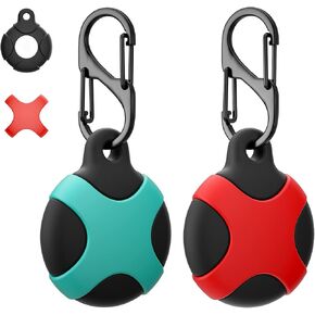 Silicone Case for Apple AirTag with Keychain Ring, Meokkaebi Waterproof Anti-Scratch Protective Tracker Cover Compatible with AirTags 2021 for Pets, Keys, Luggage, Backpacks(Blue+Pink)