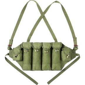 Chinese Type 81 AK 47 Chest Rig Magazine Pouch Carrier Ammo Bag Bandolier 6 Pockets Reproduction Green