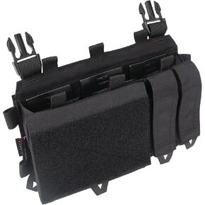 YAKEDA Tactical Placard Triple Magazine Pouch with Quick Release Mag Pouch Insert, UTX Buckles Combined with Chest Mini Rig and Vest