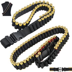 60 Round Adjustable Shotgun Shell Bandolier with Quick Release Buckle, 12/20 Gauge Shotgun Shell Holder Holds 60 Shotgun Shells for Hunting (2 Pack)