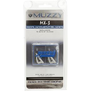 Muzzy Bowhunting 3-Blade Replacement Blades for 225-MX3-3 Broadheads, 100 Grain, 6 Pack,Silver