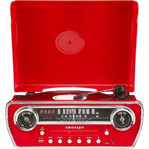Crosley CR6047A-AB Powel 7-in-1 Bluetooth in/Out Vinyl Record Player with AM/FM Radio, CD Player, and Aux-in, Aqua Blue
