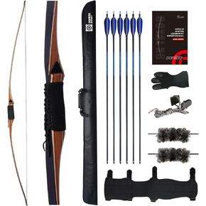 Sanlida Archery 68" Royal X8 Longbow Traditional Wooden Hunting Bow Handmade Hunting Bow and Arrows kit for Adults & Traditional Archers, RH Only