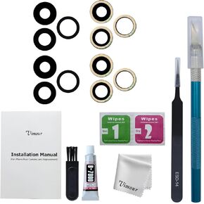 Rear Camera Lens Glass Replacement for iPhone 14 Pro & 14 Pro Max Pre-Installed Adhesive with Installation Manual and Repair Tool Kits(2 Packs)