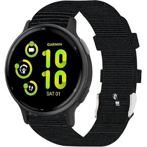 Compatible with Garmin Forerunner 165 Band, Lamshaw 20mm Breathable Nylon Woven Fabric Replacement Accessory StrapCompatible for Garmin vivoactive 5/Approach S12/Approach S40/Approach S42/D2 Air/D2 Air X10/Forerunner 245/Forerunner 165, 245, 55, 645/Venu/