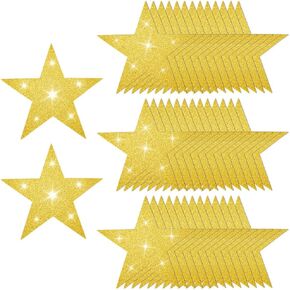 50Pcs 6 Inch Silver Glitter Stars Cutouts Large Cardboard Glitter Stars Double Printed Paper Five Star Cutouts Decoration Supplies for Bulletin Board Stars Birthday Wall Party Home Decor