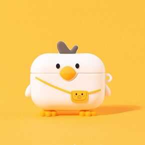 Compatible for AirPods Case Pro White Bag Duck, Kids Teens Girls Boys Women Protective Silicone Skin for AirPod Case Cute Duck, Funny Kawaii Fashion Cartoon 3D Cover for AirPods Pro with Keychain