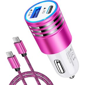 Car Charger Fast Charge 30W USB C Car Adapter,Type C to C Cable for Google Pixel 9 Pro XL/Fold,8a 8 7a 7 6a 6 Pro 5 4a 3a 4 3 2 XL,Samsung Galaxy S24 S23 S22 S21 Ultra S20 S10e S9 A12 A32,Moto G Power
