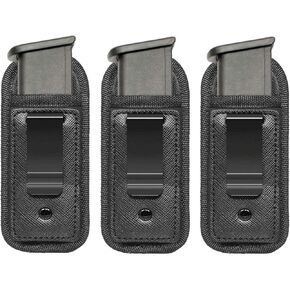 New 3pc Universal Magazine Holster IWB 9mm .40 .45 Mag Holster for Glock 19 43 17 Sig 1911 S&W M&P Fits 7 10 15 Round Clips Gun Ammunition Holster Pouch