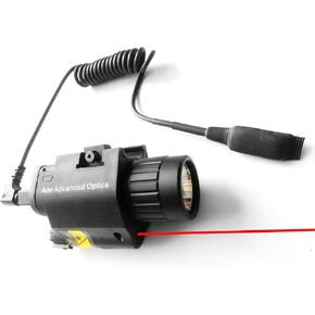 Ade Advanced Optics Tactical Compact Rail Mounted Laser Sight with 200 Lumen LED Flashlight and Pressure Switch Pad, Red