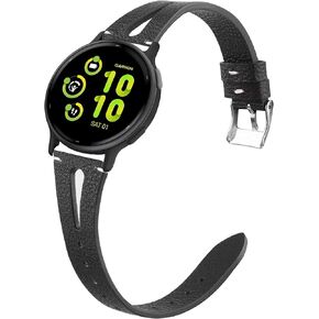 Compatible with Garmin Forerunner 165 Band, Lamshaw 20mm Slim Vintage Leather Strap Replacement for Women, Man, Wristband Accessories Compatible for Garmin vívoactive 5/Approach S12/Approach S40/Approach S42/D2 Air/D2 Air X10/Forerunner 165, 245, 55, 645/