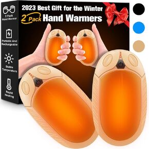 2 Pack Hand Warmers Rechargeable,Portable Electric Hand Warmers Reusable, 2 in 1 Hand Warmer Great Warm Gift for Christmas Outdoors/Indoor/Hunting/Golf/Camping/Football for Men Women Khaki