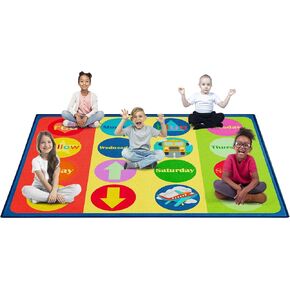 Colorful Classroom Rug 24 Seating 7'5"x13' Educational Rugs for Classroom Non Slip Colorful Classroom Carpet for Preschool Playmat with Circle Seats for Elementary, Nursery