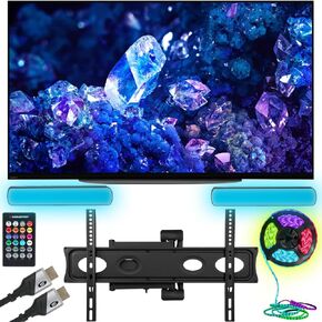 Sony XR48A90K Bravia XR A90K 48" 4K HDR OLED Smart TV Bundle with Monster TV Full Motion Wall Mount for 32"-70" with 6 Piece Sound Reactive Lighting Kit