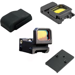 RMT S2 5 MOA Foldable Black Dot Reflex Sight Set for 20mm Picatinny Rail - Glock Mount Base, Power Saving Function Included, Included Exercise Calling Function (Black)
