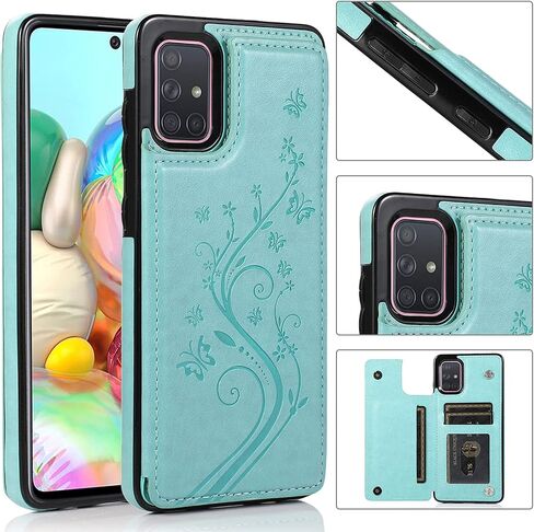 Asuwish Phone Case for Samsung Galaxy A71 5G with Tempered Glass Screen Protector and Card Holder Wallet Cover Stand Flip Leather Cell Accessories Glaxay A 71 G5 Gaxaly 71A S71 Cases Women Men Blue in Kuwait