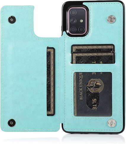 Asuwish Phone Case for Samsung Galaxy A71 5G with Tempered Glass Screen Protector and Card Holder Wallet Cover Stand Flip Leather Cell Accessories Glaxay A 71 G5 Gaxaly 71A S71 Cases Women Men Blue in Kuwait