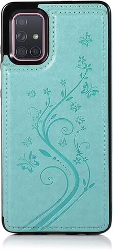 Asuwish Phone Case for Samsung Galaxy A71 5G with Tempered Glass Screen Protector and Card Holder Wallet Cover Stand Flip Leather Cell Accessories Glaxay A 71 G5 Gaxaly 71A S71 Cases Women Men Blue in Kuwait