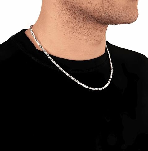سلسلة قمح فضية 2.5 مم/4 مم للرجال والنساء، للرجال مطلية بالفضة فوق سلسلة قمح من الفولاذ المقاوم للصدأ in Kuwait