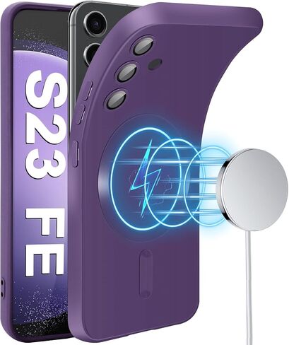 Slim Case for Samsung Galaxy S23 FE 5G, [Camera Lens Protector][Mag-Safe] Thin Metal Matte Silicone Soft Rubber S23 FE Phone Case, Magnetic Wireless Charging Cover for Samsung S23 FE (Green) in Kuwait