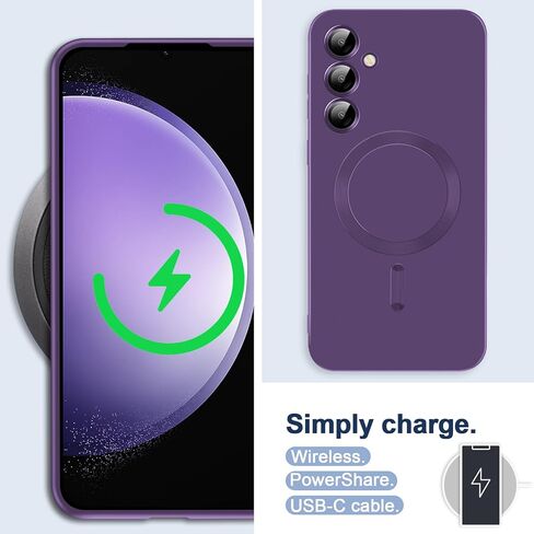 Slim Case for Samsung Galaxy S23 FE 5G, [Camera Lens Protector][Mag-Safe] Thin Metal Matte Silicone Soft Rubber S23 FE Phone Case, Magnetic Wireless Charging Cover for Samsung S23 FE (Green) in Kuwait