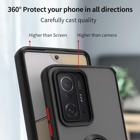 QUIETIP Case Compatible with Samsung Galaxy M15 & F15 5G with Screen Protector,TPU + Hard PC Shockproof Magnetic Ring Car Mount Stand Cover,Black in Kuwait