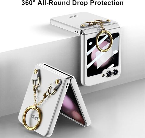 for Galaxy Z Flip 5 Cute Case with Ring Bracelet, Anti-Scratch Shockproof Built-in Screen Protector Cute Case for Samsung Z Flip 5 5G 2023 Silver in Saudi Arabia