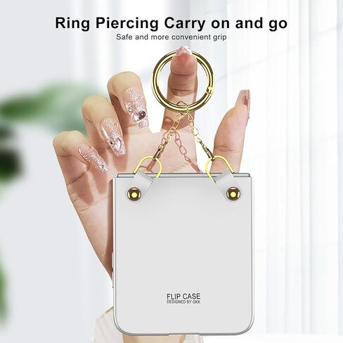 for Galaxy Z Flip 5 Cute Case with Ring Bracelet, Anti-Scratch Shockproof Built-in Screen Protector Cute Case for Samsung Z Flip 5 5G 2023 Silver in Saudi Arabia