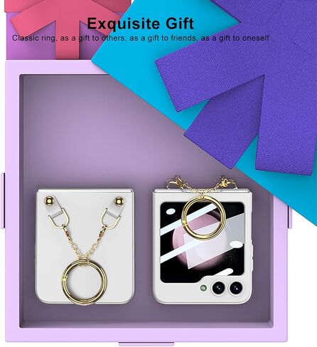 for Galaxy Z Flip 5 Cute Case with Ring Bracelet, Anti-Scratch Shockproof Built-in Screen Protector Cute Case for Samsung Z Flip 5 5G 2023 Silver in Saudi Arabia