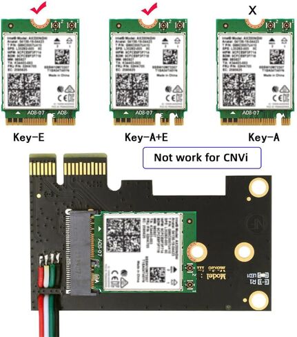 cablecc Card Wireless NGFF A/E-Key WiFi Card to PCI-E Express 1x Adapter for WLAN Wifi6 Wifi7 Bluetooth (PCIE to A+E) in Saudi Arabia