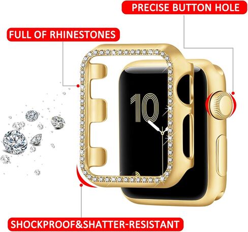 Dilando Cool Chain Metal Link Bands Compatible with Apple Watch 38mm 40mm 41mm Women Men, Gold Stainless Steel Bracelet with Bling Case for Iwatch SE series 8 7 6 5 4 3 2 1(Gold,38mm) in Saudi Arabia