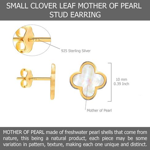 LeCalla 925 Sterling Silver 14K Gold-Plated Mother of Pearl Zirconia Stud Clover Flower Duck Dangle Earrings for Women Teen in Kuwait