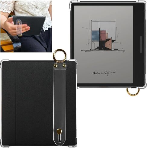 حافظة ناعمة وشفافة لجهاز Onyx BOOX Tablet Go Color 7/Leaf2/Leaf3/Leaf3 C/Boox Page/Boox Galileo eReader - غطاء سيليكون ممتاز مع إبزيم محمول وحزام يد (حزام يد شفاف) in Kuwait