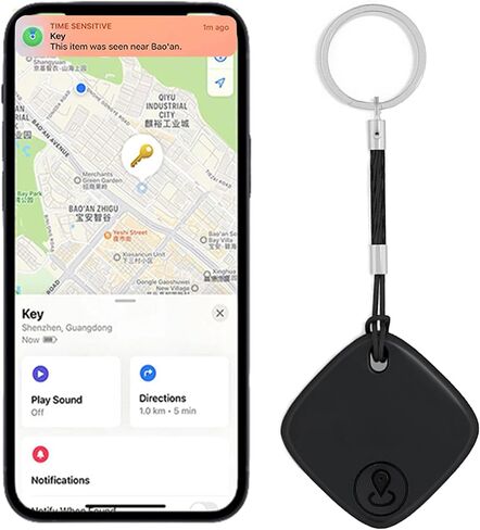 مكتشف المفاتيح، محدد موقع تعقب البلوتوث، يعمل مع Apple Find My (iOS فقط)، مكتشف العناصر الذكية مع سلسلة مفاتيح، محدد موقع العناصر الذكي للمفاتيح، الحقائب، الأمتعة، الحيوانات الأليفة، البطارية متضمنة (عبوة واحدة باللون الأسود) in Kuwait